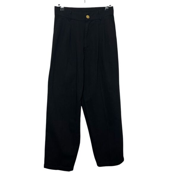 Big Bud Press Trousers Women’s XS Black High Rise Cotton Straight Leg Minimal - Picture 2 of 12